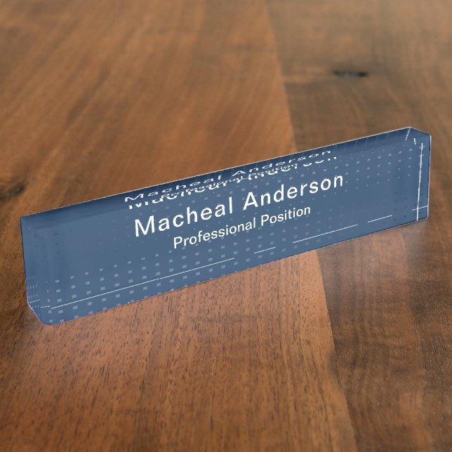 Placa De Nombre Businessman Professional Modern Blue  (Lateral)