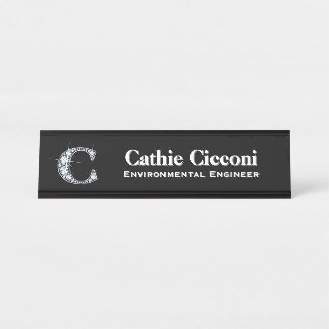 Placa De Nombre C Faux Diamond Desk Nameplate (Anverso)