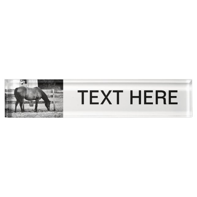 Placa De Nombre caballo por bosquejo blanco y negro de la cerca (Anverso)