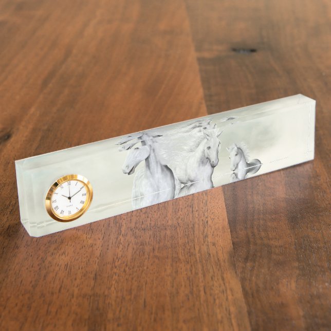 Placa De Nombre Caballos Blancos En La Playa (Lateral)