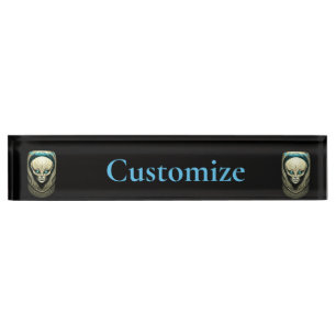 Placa De Nombre Cabeza de cráneo de Alien Thunder_Cove
