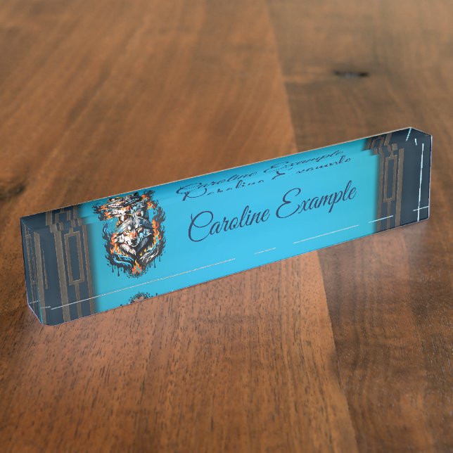 Placa De Nombre Cabeza de lobo majestuoso (Lateral)