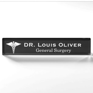 Placa De Nombre Caduceo Médico Personalizado Médico MD Doctor