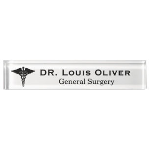Placa De Nombre Caduceo Médico Personalizado Médico MD Doctor