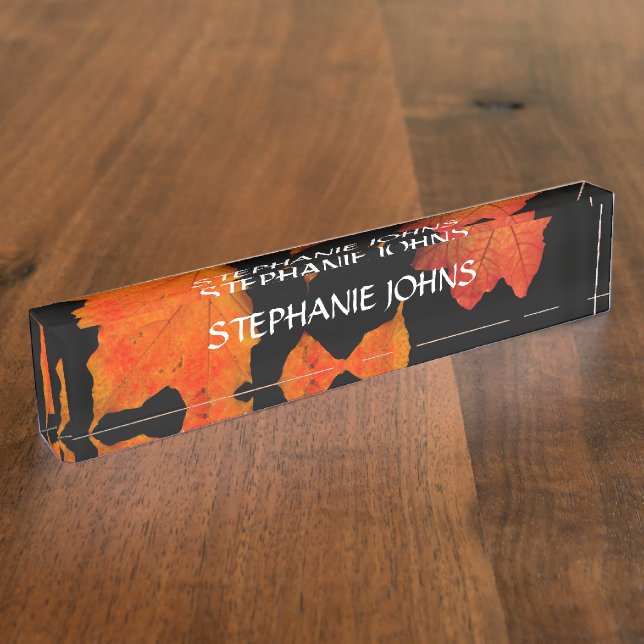 Placa De Nombre Cae deja nombre monogramado Naranja negro 2020 (Lateral)