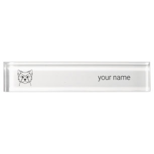 Placa De Nombre Cairn Terrier   Nombre de escritorio minimalista p