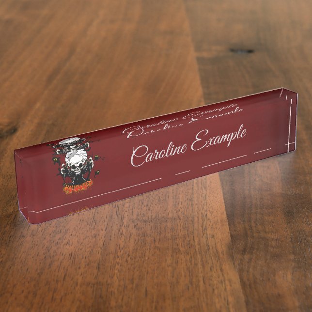 Placa De Nombre Calavera con dientes afilados y amenazantes (Lateral)