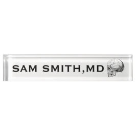 Placa De Nombre Calavera Humana Vintage. Para Médicas.