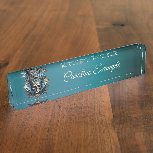 Placa De Nombre Calavera que encarna el aura mística (Lateral)