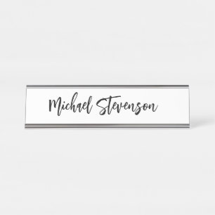 Placa De Nombre Caligrafía Blanco negro Personalizado Llanura Mode