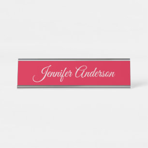 Placa De Nombre Caligrafía de moda Elegante Rojo cereza personaliz