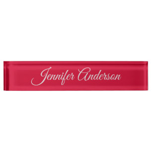 Placa De Nombre Caligrafía de moda Elegante Rojo cereza personaliz