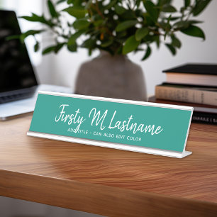 Placa De Nombre Caligrafía de nombre y título - PUEDE EDITAR COL