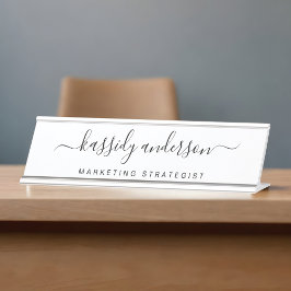 Placa De Nombre Caligrafía elegante de nombre personalizado en bla