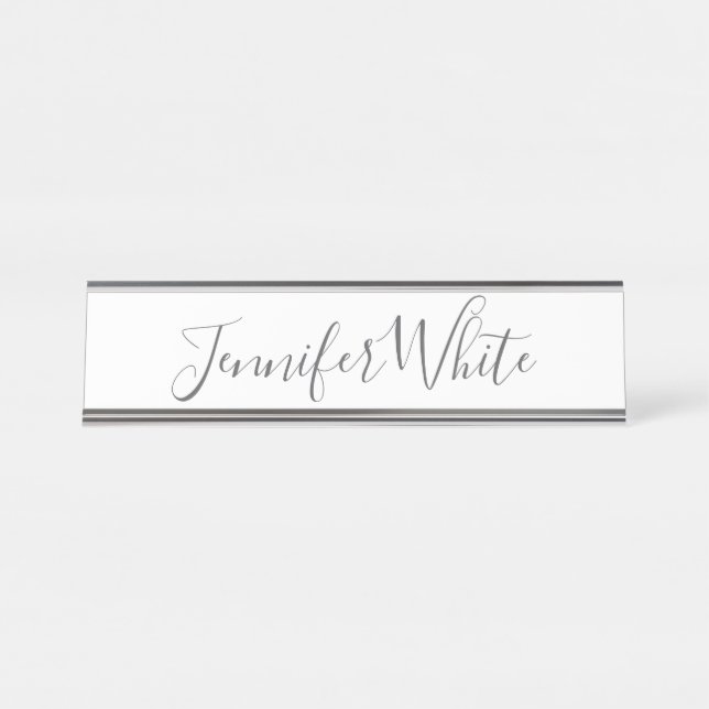 Placa De Nombre Caligrafía Elegante negrita Negrita Retro Gris Nom (Anverso)