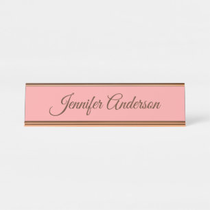 Placa De Nombre Caligrafía Elegante Pastel Rojo Nombre Personaliza