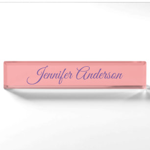 Placa De Nombre Caligrafía Elegante Pastel Rojo Nombre Personaliza
