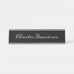 Placa De Nombre Caligrafía profesional Minimalista en blanco y neg