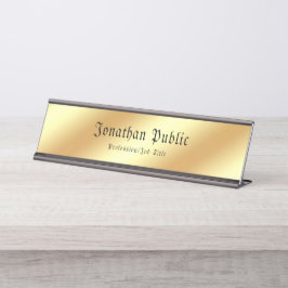 Placa De Nombre Calligraphy Gold Template Classic Text Elegant