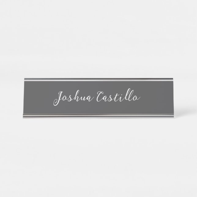 Placa De Nombre Calligraphy Simple Grey Professional Name (Anverso)
