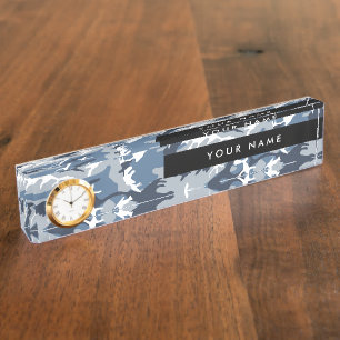 Placa De Nombre Camo Azul, Camuflaje de Invierno, Camuflaje de Nie