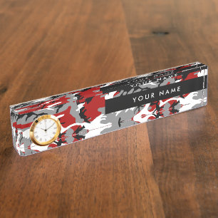 Placa De Nombre Camo rojo y gris, Camuflaje, Militar, Ejército