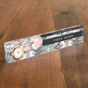 Placa De Nombre Camo rosa y gris, Camuflaje, Militar, Ejército
