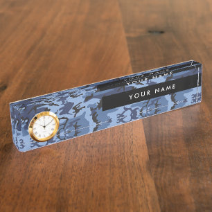 Placa De Nombre Camuflaje azul marino Tu nombre Personaliza