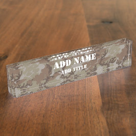 Placa De Nombre Camuflaje militar del desierto de Woodland