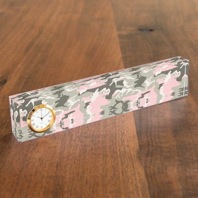 Placa De Nombre Camuflaje rosa y verde, militar, militar (Lateral)