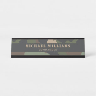 Placa De Nombre Camuflaje Woodland Camo Ejército Khaki Tan Negro