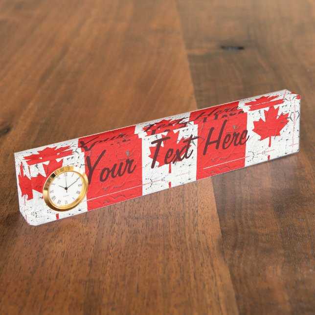 Placa De Nombre Canadiense Red Maple Leaf CANADA Peeling Paint Sty (Lateral)