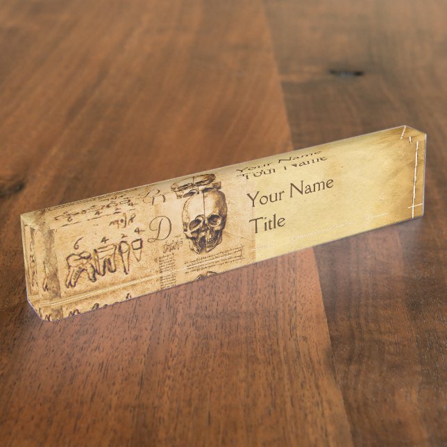 PLACA DE NOMBRE CÁNICA DENTAL, MONOGRAMA DENTISTA (Lateral)