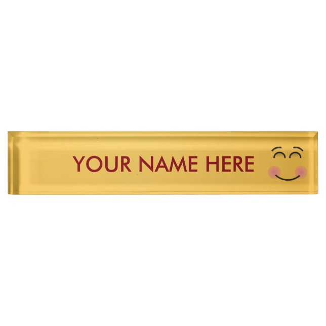 Placa De Nombre Cara sonriente con ojos sonrientes (Anverso)