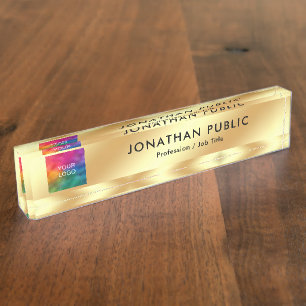 Placa De Nombre Cargar tu logotipo elegante plantilla moderna Glam
