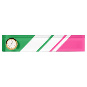 Placa De Nombre Casmelón rosa verde verde Carreras blanca tiras de