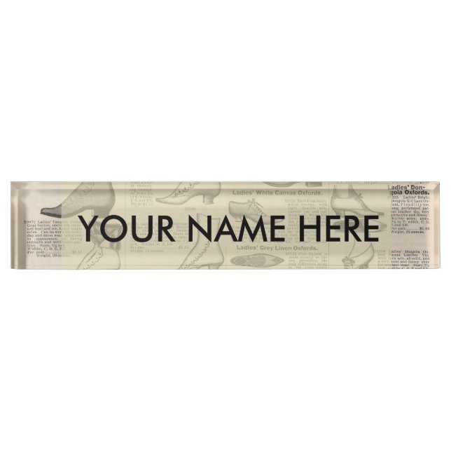 Placa De Nombre Catálogo de zapatos de mujeres de la época - Moda  (Anverso)