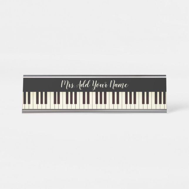 Placa De Nombre Cayos de piano de maestro de música personalizado  (Anverso)