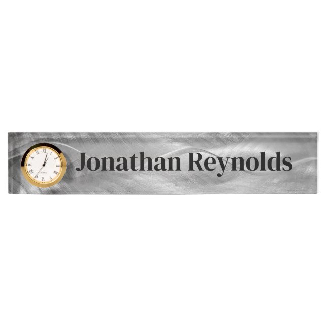 Placa De Nombre Cepillado plateado Metalizado de nombre (Anverso)