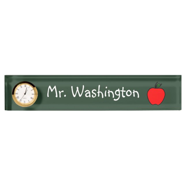 Placa De Nombre Chalkboard Teacher's Clock Desk Nameplate Gift (Anverso)