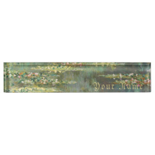 Placa De Nombre Charca Claude Monet del lirio de agua