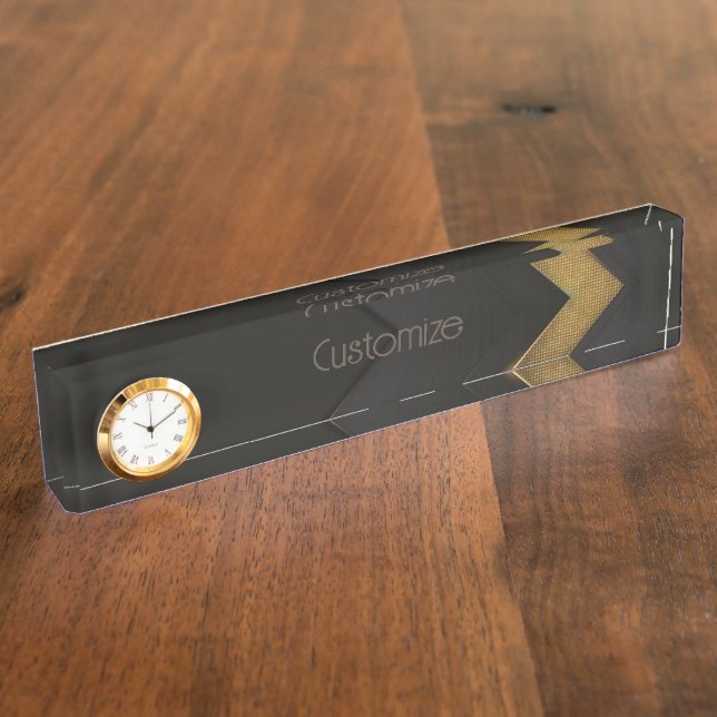 Placa De Nombre Chevron Negro Y Oro (Lateral)