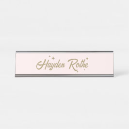 Placa De Nombre Chica rosa Retro Pastel Cute Jefe