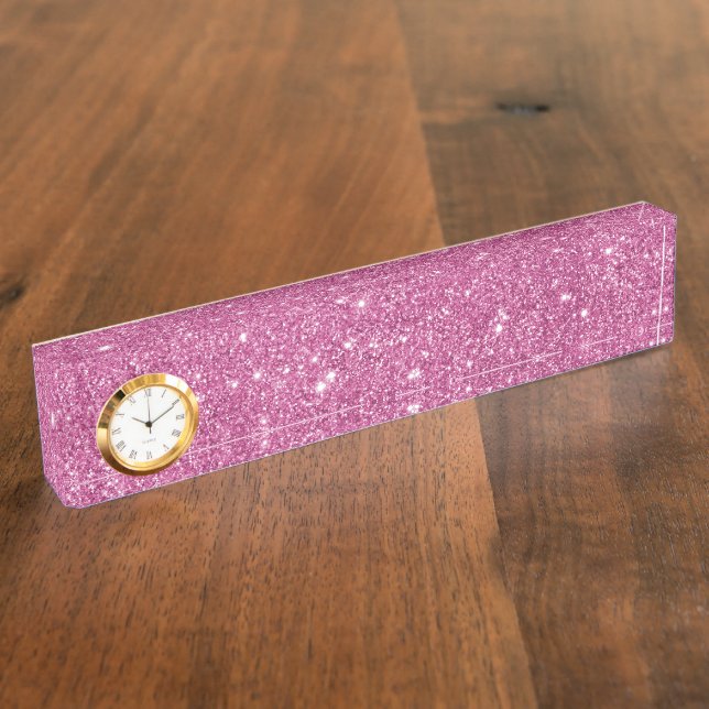 Placa De Nombre Chispas del purpurina de las rosas fuertes (Lateral)