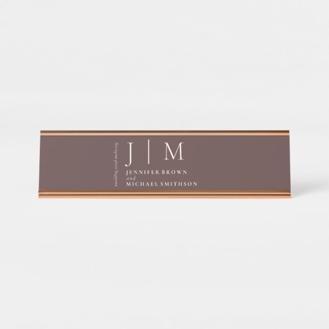 Placa De Nombre Chocolate Brown Formal Elegant Table Wedding (Anverso)