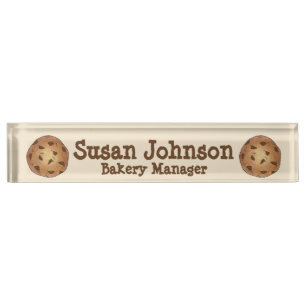 Placa De Nombre Chocolate Chip Cookie Bakery Manager Pastry Chef