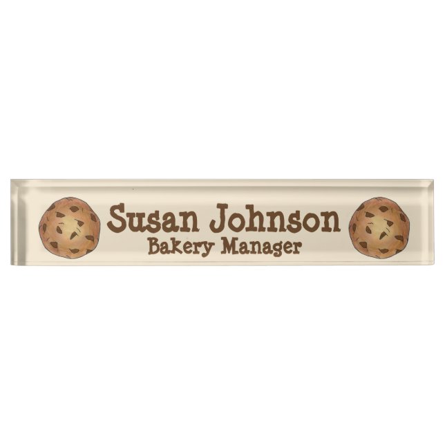 Placa De Nombre Chocolate Chip Cookie Bakery Manager Pastry Chef (Anverso)