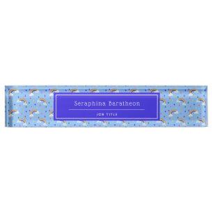 Placa De Nombre Cielo arcoiris azul personalizado