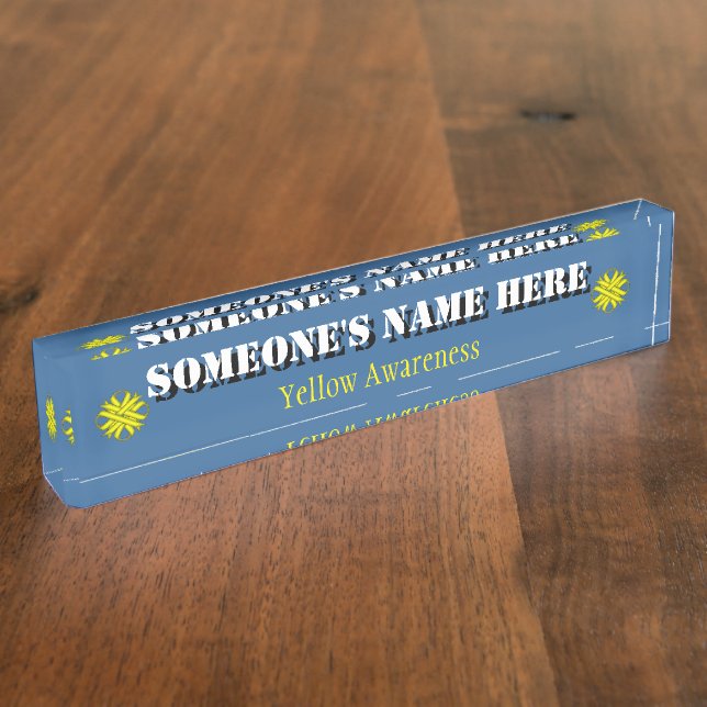 Placa De Nombre Cinta amarilla del amante por Kenneth Yoncich (Lateral)