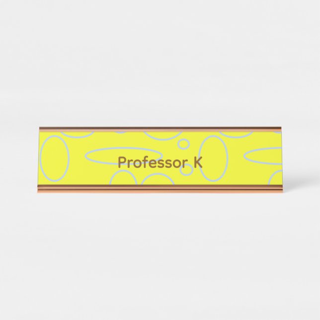 Placa De Nombre Círculos y bucles amarillos del profesor (Anverso)